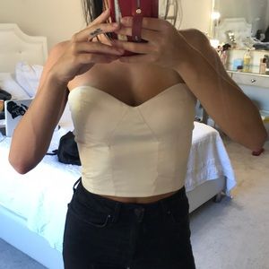 White strapless silky top